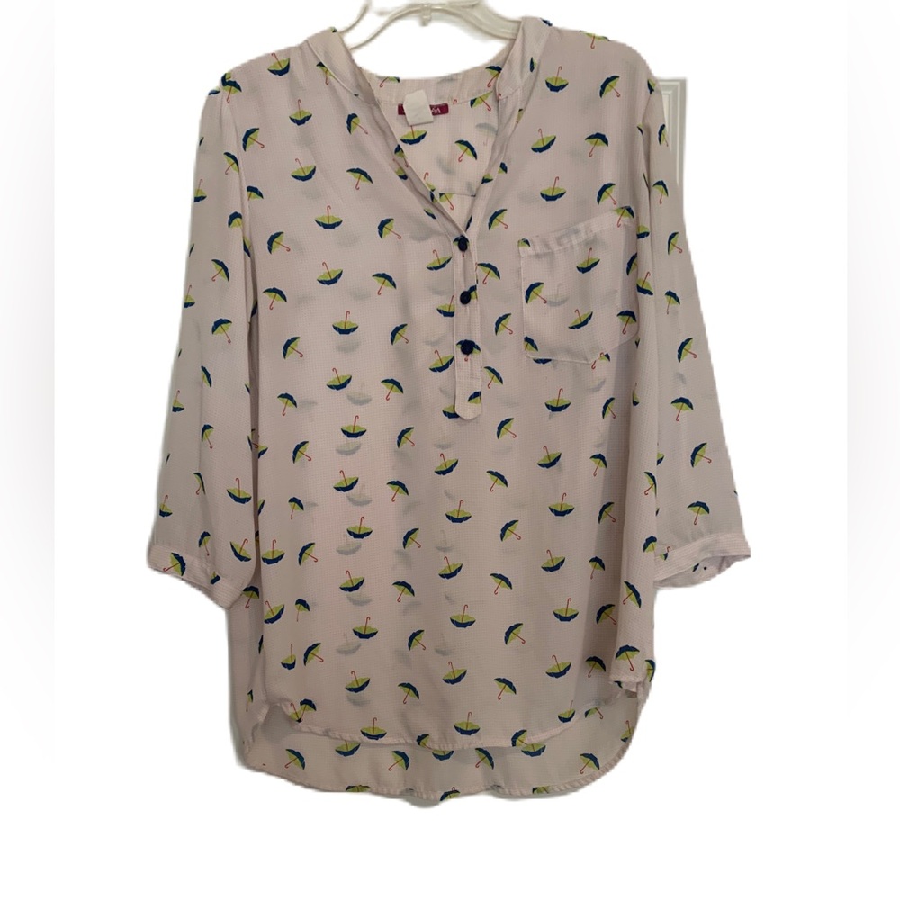 Ixia Silky Long Sleeve Blouse Umbrella Design